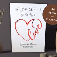 Personalisiertes Hochzeitsgeschenk- Geldgeschenk im Rahmen Herz Love- kreative Geschenke für Brautpaare mit Namen Bild 3
