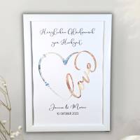 Personalisiertes Hochzeitsgeschenk- Geldgeschenk im Rahmen Herz Love- kreative Geschenke für Brautpaare mit Namen Bild 5