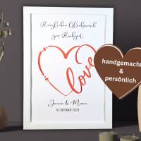 Personalisiertes Hochzeitsgeschenk- Geldgeschenk im Rahmen Herz Love- kreative Geschenke für Brautpaare mit Namen Bild 7