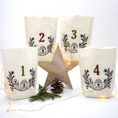 ITH Lichterbeutel Advent Häuser Zweige 13x18cm