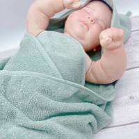 Kapuzenbadetuch Baby Kind Löwe personalisiert Mädchen Junge 5 Farben rosa grau mint weiß old-green Handtuch 100x100 Bild 5