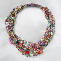 Collier  *MULTICOLOR-Big*  gefädelte Halskette Perlenkette Glasperlen Rocailles Bild 1