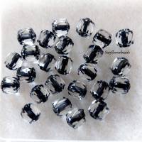 25 Glasschliffperlen, Barockperlen 6 mm, kristall schwarz