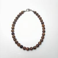 Edelstein Halskette aus TIGERAUGE Natursteinkette Kette Perlenketten PERLENKETTE Schmuck handmade Unikat Perlenschmuck Bild 2