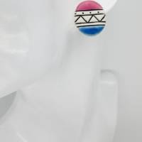 Kleine Ohrstecker, minimalistischer Schmuck, blaue, magentafarbene Ohrringe, Fimo, kleine Ohrringe, Geschenk für Frau Bild 3
