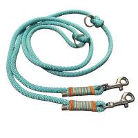 Hundeleine Halsband Set verstellbar, türkisblau, mit Leder, ab 20 cm Halsumfang Bild 3