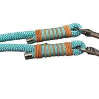 Hundeleine Halsband Set verstellbar, türkisblau, mit Leder, ab 20 cm Halsumfang Bild 5