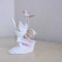 4 Stück Miniatur Baby Mädchen  oder Junge mit Storch  zum Basteln - Entwerfe dein Geschenk selbst Bild 4