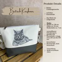 kleine Umhängetasche mit Katzenmotiv | Britisch Kurzhaar | BKH | Tasche bestickt und genäht aus Kunstleder Bild 2