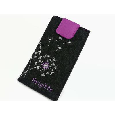 bestickte Handyhülle aus Filz, Pusteblume, ALLE MODELLE, Handytasche, Geschenke für Frauen, Geschenke mit Namen