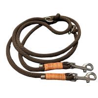 Hundeleine Halsband Set verstellbar, dunkelbraun, mit Leder, ab 20 cm Halsumfang Bild 4