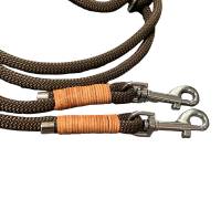 Hundeleine Halsband Set verstellbar, dunkelbraun, mit Leder, ab 20 cm Halsumfang Bild 5