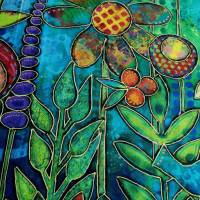 Patchworkstoff Garden Delight by Sue Penn ein großes Panel mit buntem Garten zum Nähen Bild 5