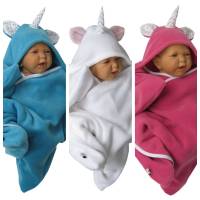 baby wrap kuscheliger schlafsack - strampelsack  aus fleece " einhorn " in sternenform Bild 3