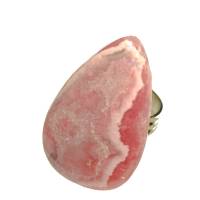 Ring Rhodochrosit rosa pastell mit 38 x 20 mm großem Stein Tropfen statementring lachs verstellbar Bild 1