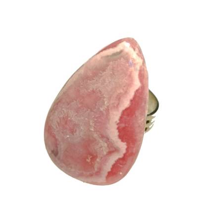 Ring Rhodochrosit rosa pastell mit 38 x 20 mm großem Stein Tropfen statementring lachs verstellbar