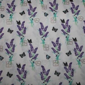 11,50 EUR/m Baumwollstoff Lavendel Schmetterlinge auf weiß Webware 100% Baumwolle Bild 1