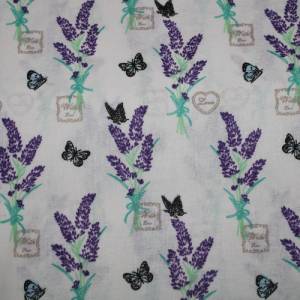 11,50 EUR/m Baumwollstoff Lavendel Schmetterlinge auf weiß Webware 100% Baumwolle Bild 4