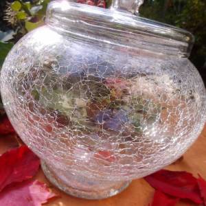 Glasschüssel Deckel Glas Schüssel Bowle mundgeblasen Eisglas Krakelee Vintage Mid Century Bild 5