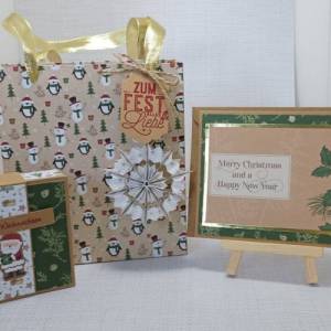 Geschenk Verpackung Set  für Gutschein oder Geldgeschenke mit passender Karte und Geschenktüte Verpackung  Weihnachten h Bild 1