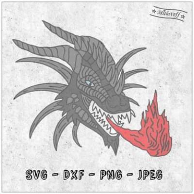 Drache - Plotterdatei - Feuerdrache  - Mithstoff - SVG