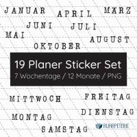 19 digitale Planer Sticker Wochentage und Monate | Schreibmaschinenschrift | Download PNG von LoriDesign Bild 1