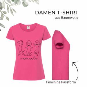 T-Shirt Damen- Shirt Damen mit einzigartigen Prints aus Baumwolle ,,Hunde Yoga'' Bild 1