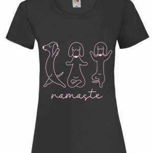 T-Shirt Damen- Shirt Damen mit einzigartigen Prints aus Baumwolle ,,Hunde Yoga'' Bild 5