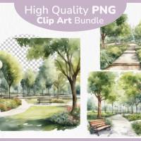 Stadtpark Park Landschaft - PNG Bilder Bundle, 12 Hochauflösende Aquarell 4k Grafiken, Transparenter Hintergrund Bild 1