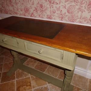 Antiker Schreibtisch Sekretär Wandtisch Tisch Konsole England Eiche massiv Bild 4