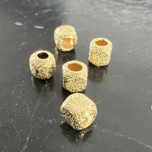 2 x Würfel aus vergoldetem 925-Silber, diamantiert, 3,5 mm