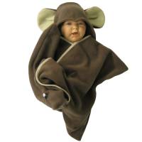 baby wrap kuscheliger schlafsack - strampelsack  aus fleece " affe " in sternenform Bild 1