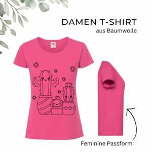 T-Shirt Damen- Shirt Damen mit einzigartigen Prints aus Baumwolle ,,Kaktus'' Bild 1