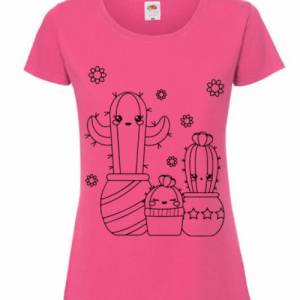 T-Shirt Damen- Shirt Damen mit einzigartigen Prints aus Baumwolle ,,Kaktus'' Bild 2