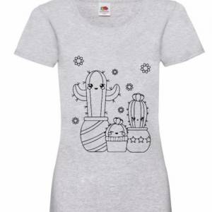 T-Shirt Damen- Shirt Damen mit einzigartigen Prints aus Baumwolle ,,Kaktus'' Bild 3