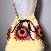 Sunflower-Bag, Granny-Square-Tasche mit Baumwollgarn gehäkelt, trendige Tasche Bild 2