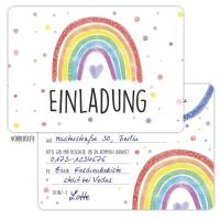 12 Einladungskarten zum Kindergeburtstag mit gestalteten Versandhüllen - Motiv Regenbogen Bild 2