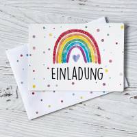 12 Einladungskarten zum Kindergeburtstag mit gestalteten Versandhüllen - Motiv Regenbogen Bild 4