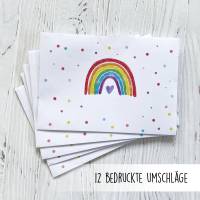 12 Einladungskarten zum Kindergeburtstag mit gestalteten Versandhüllen - Motiv Regenbogen Bild 5