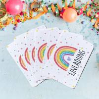 12 Einladungskarten zum Kindergeburtstag mit gestalteten Versandhüllen - Motiv Regenbogen Bild 6