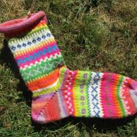 Bunte Socken Gr. 36/37 - gestrickte Socken in nordischen Fair Isle Mustern Bild 2