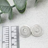 kleine runde Ohrringe, weiße kleine Ohrringe, Fimo-Ohrringe, weiße Ohrstecker mit schwarzen Spiralmuster, Geschenk Idea Bild 7