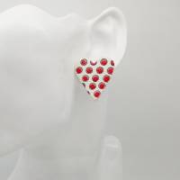 Herzohrringe mit Punkten, Liebe, weiße Ohrringe mit roten Punkten, süße Ohrringe mit Herz, Geschenk für Frau Bild 3