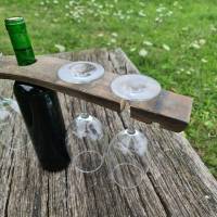 Vintage Weinglashalter aus Fassdaube - Einzigartiges Geschenk für Weinliebhaber - handgefertigt aus Fassdaube - Deko Bild 3