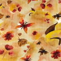♕ Weichfallend Strick-Stoff mit Ajourmuster mit Blumen Schmetterlinge 50 x 150 cm ♕ Bild 1
