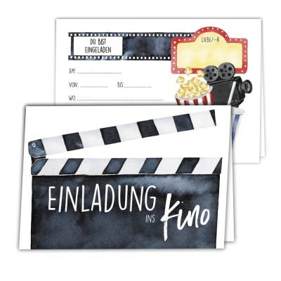 6 Einladungskarten-Sets zum Basteln – Kino-Einladung – Einladung zum Geburtstag