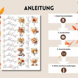 PDF Herbstzeit Vorlage Kerzentattoo für Stumpenkerzen Kerzensticker Herbstzauber Herbstzeit Herbstbilder und Schriftzüge Bild 2