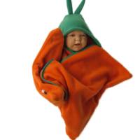 baby wrap kuscheliger schlafsack - strampelsack  aus fleece " karotte " in sternenform Bild 1