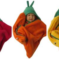 baby wrap kuscheliger schlafsack - strampelsack  aus fleece " karotte " in sternenform Bild 3