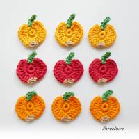 Gehäkelter Kürbis,Kürbisse,Apfel aus 3 Farbvariationen wählbar - Häkelapplikationen,Aufnäher,orange,aprikose,rot Bild 2